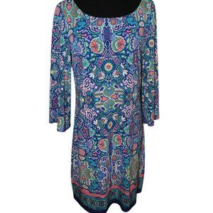 SALE Laundry by Shelli Segal LA Shift BLUE Floral Cutout Back Orange S EUC